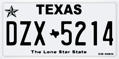 TX license plate DZX5214