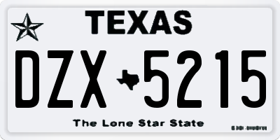 TX license plate DZX5215