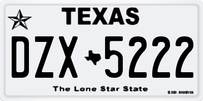 TX license plate DZX5222