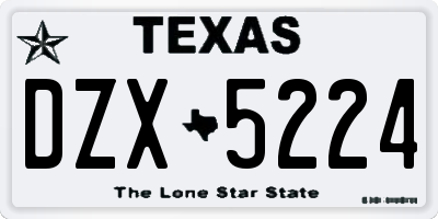 TX license plate DZX5224