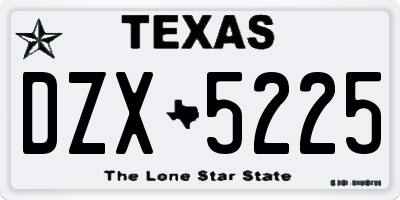 TX license plate DZX5225
