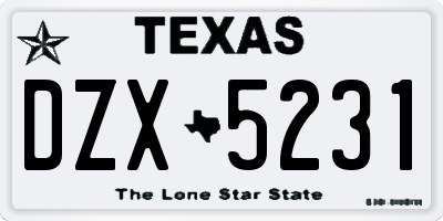 TX license plate DZX5231
