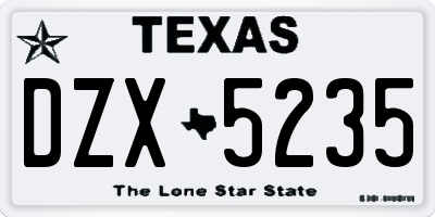 TX license plate DZX5235