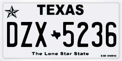 TX license plate DZX5236