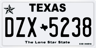 TX license plate DZX5238