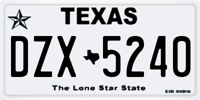 TX license plate DZX5240