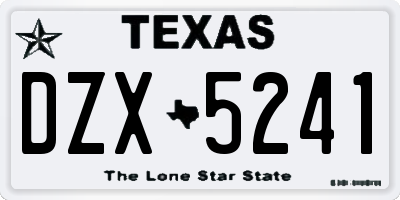 TX license plate DZX5241