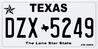 TX license plate DZX5249