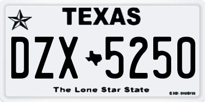 TX license plate DZX5250