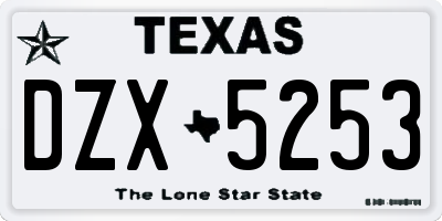 TX license plate DZX5253