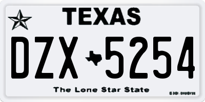 TX license plate DZX5254