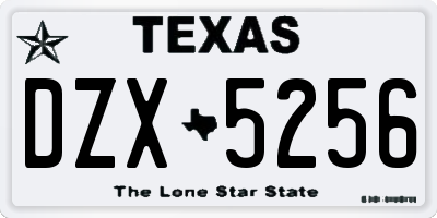 TX license plate DZX5256