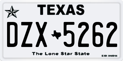 TX license plate DZX5262