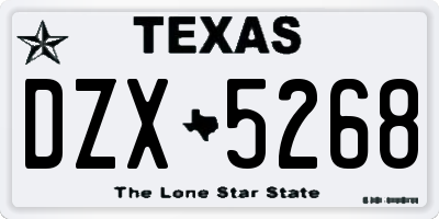 TX license plate DZX5268