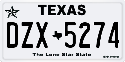 TX license plate DZX5274