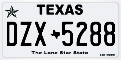 TX license plate DZX5288