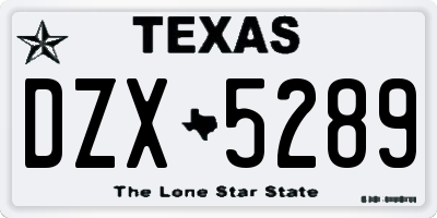 TX license plate DZX5289
