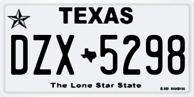 TX license plate DZX5298