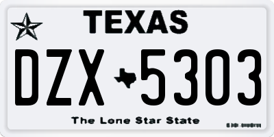 TX license plate DZX5303