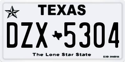 TX license plate DZX5304