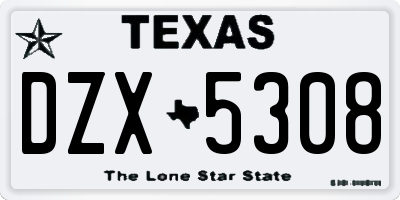 TX license plate DZX5308
