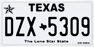 TX license plate DZX5309