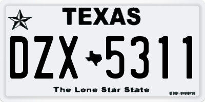 TX license plate DZX5311