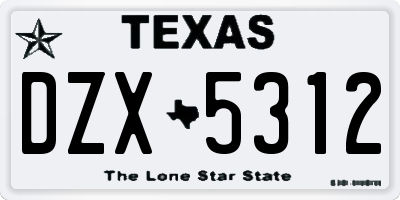 TX license plate DZX5312