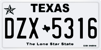 TX license plate DZX5316