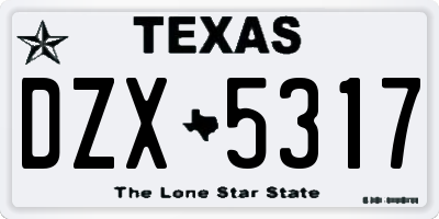 TX license plate DZX5317