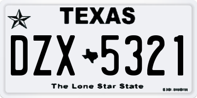 TX license plate DZX5321