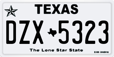 TX license plate DZX5323