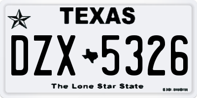 TX license plate DZX5326