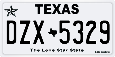 TX license plate DZX5329