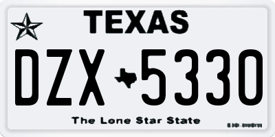TX license plate DZX5330