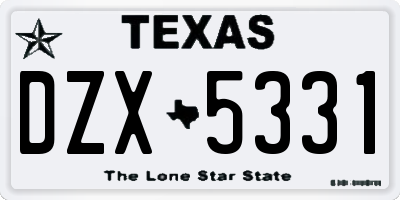 TX license plate DZX5331
