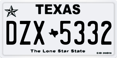 TX license plate DZX5332