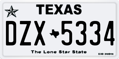TX license plate DZX5334