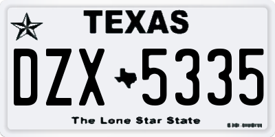 TX license plate DZX5335