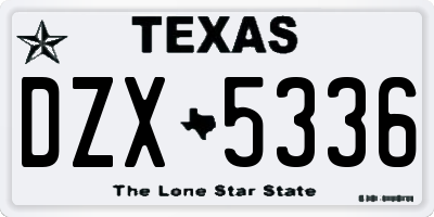 TX license plate DZX5336