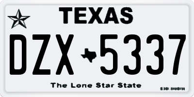 TX license plate DZX5337