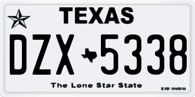TX license plate DZX5338