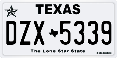 TX license plate DZX5339