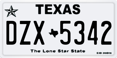 TX license plate DZX5342