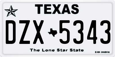 TX license plate DZX5343