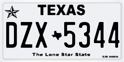 TX license plate DZX5344