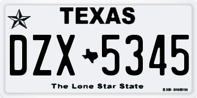 TX license plate DZX5345