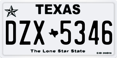 TX license plate DZX5346
