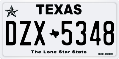 TX license plate DZX5348