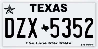 TX license plate DZX5352